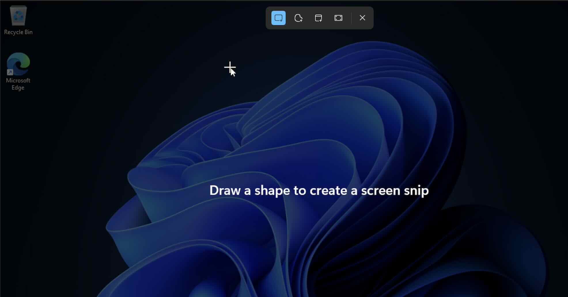 Draw a shape to create a screen snip
